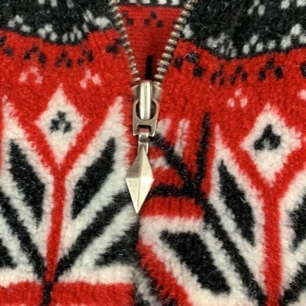 Vintage 90s Black Diamond Fair Isle Snowflake Fleece Jacket Medium - Picture 6 of 9